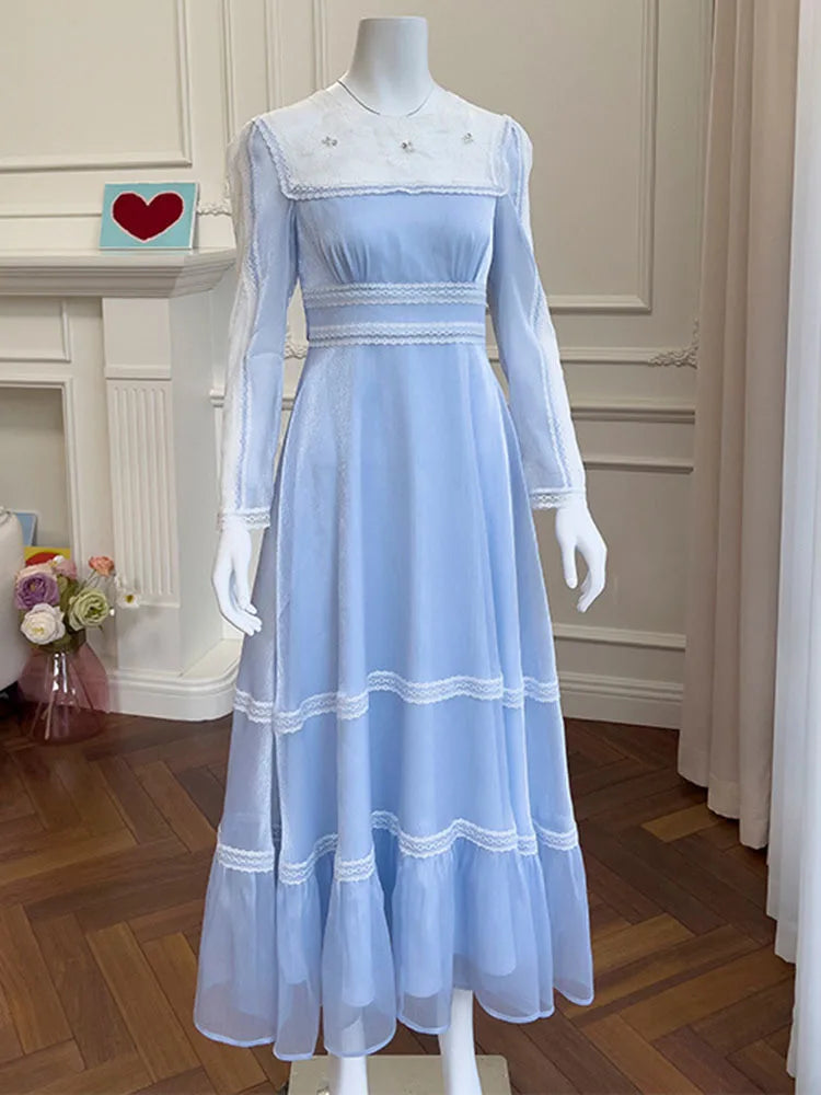 DRESS STYLE - SO286-Midi Dress-onlinemarkat-Blue-XS - US 2-onlinemarkat