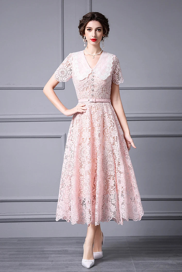 SUIT STYLE - SY510-Midi Dress-onlinemarkat-Pink-XS - US 2-onlinemarkat