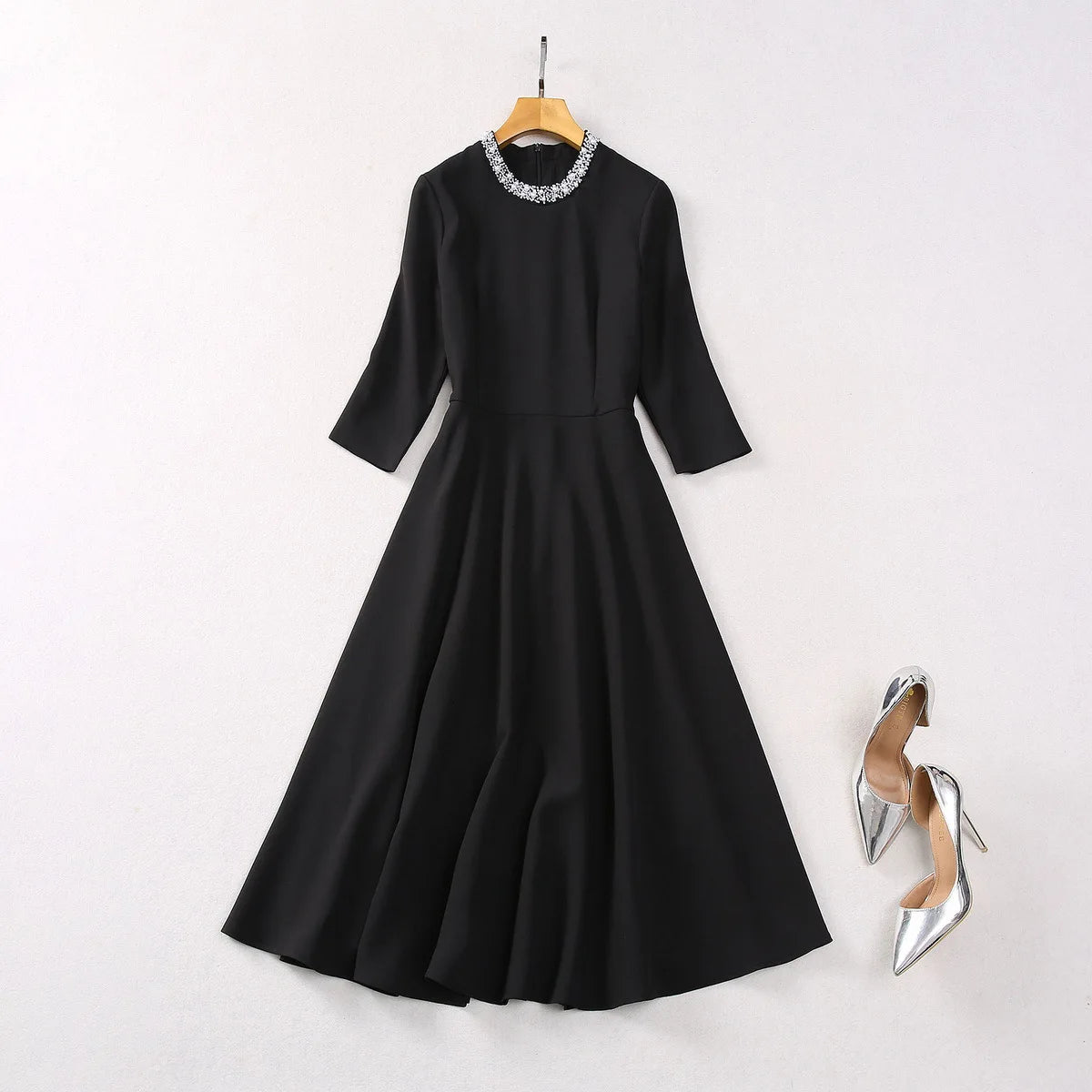 DRESS STYLE - SY752-Midi Dress-onlinemarkat-Black-L - US 8-onlinemarkat
