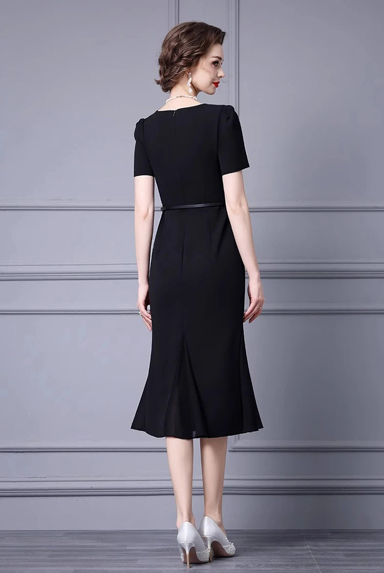 DRESS STYLE - SY812-Midi Dress-onlinemarkat-Black-XS - US 2-onlinemarkat