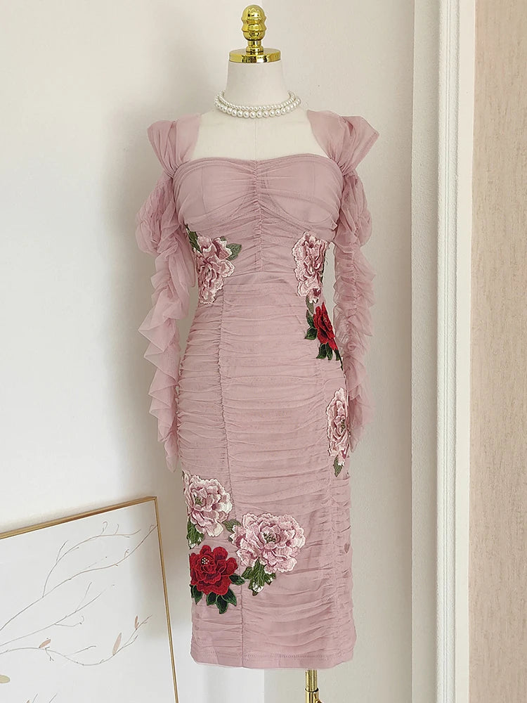DRESS STYLE - SY671-Midi Dress-onlinemarkat-pink-XS - US 2-onlinemarkat