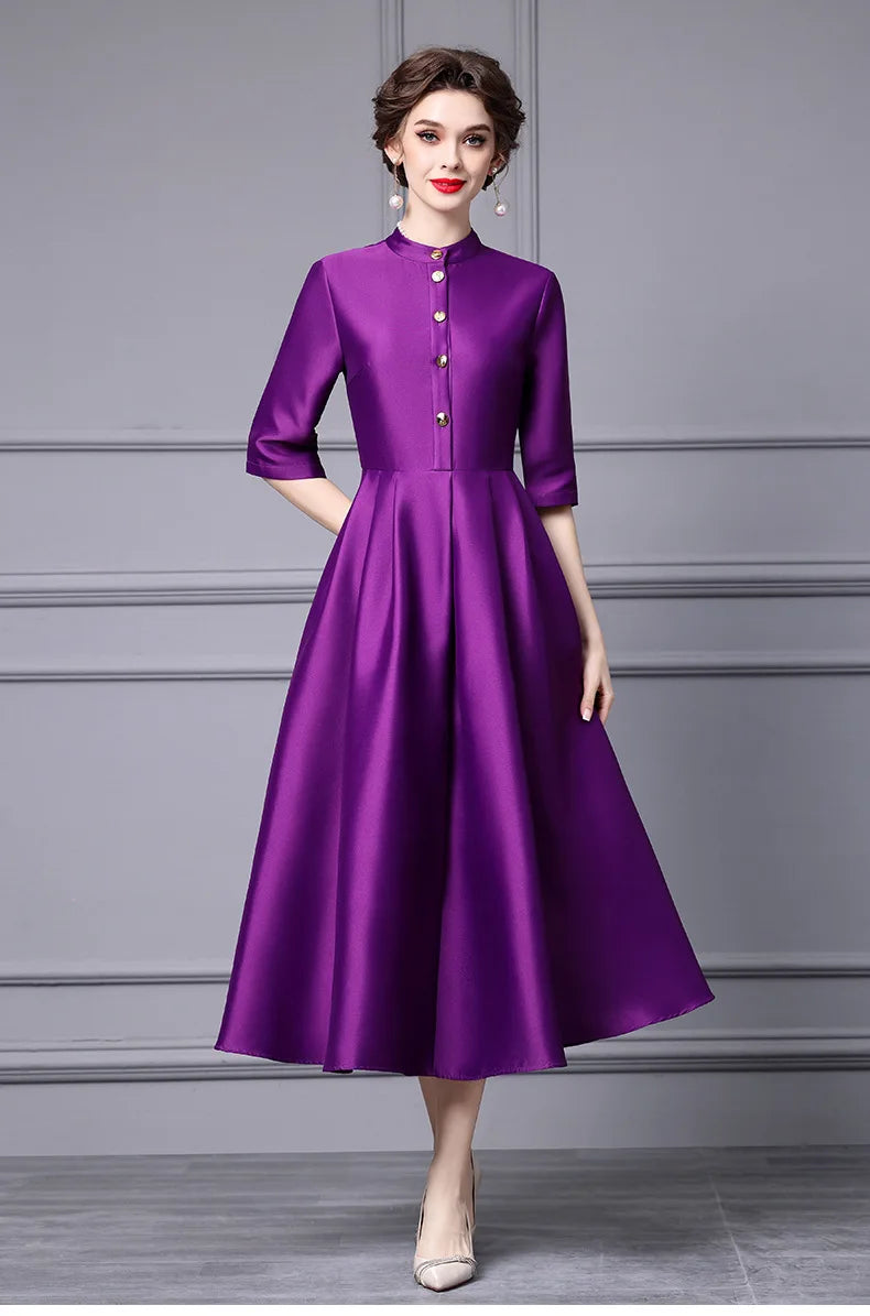 DRESS STYLE - SY377-Midi Dress-onlinemarkat-Purple-XS - US 2-onlinemarkat