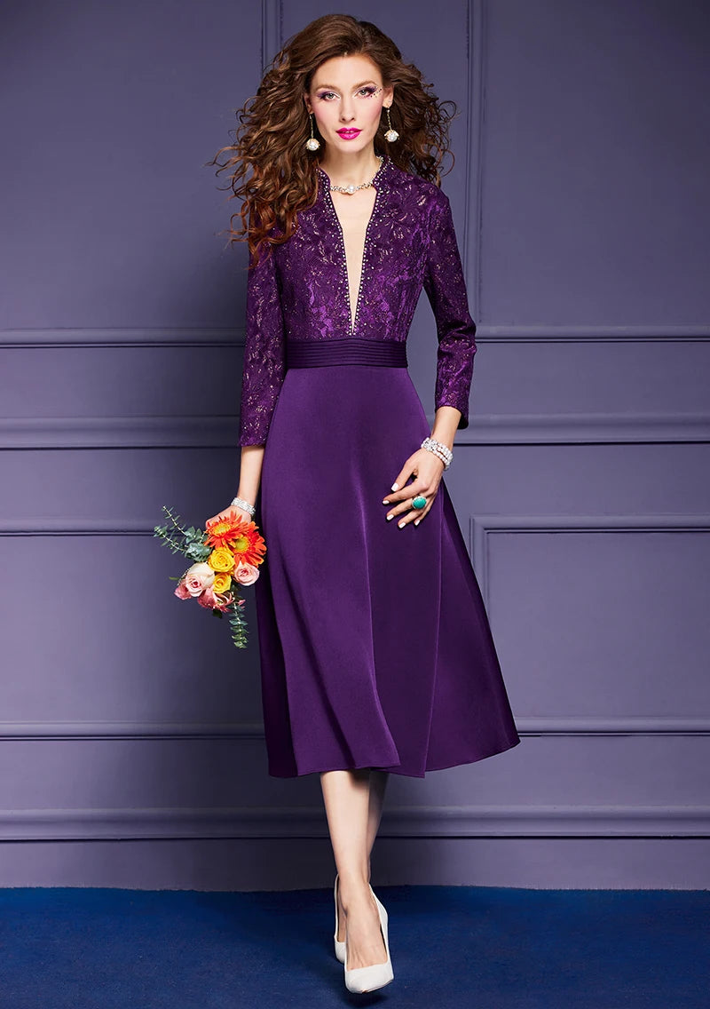 DRESS STYLE - SY675-Midi Dress-onlinemarkat-Purple-XS - US 2-onlinemarkat