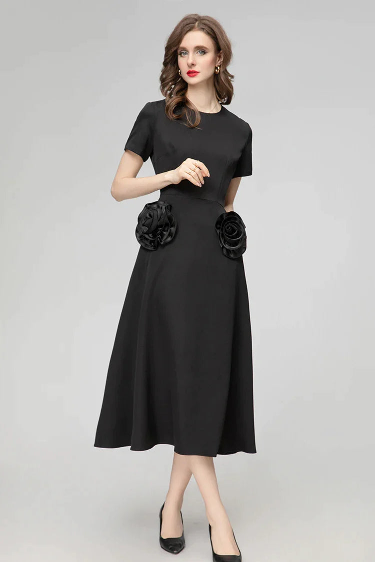 DRESS STYLE - SY333-Midi Dress-onlinemarkat-Black-XS - US 2-onlinemarkat