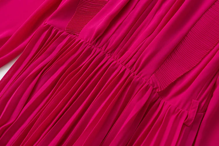 DRESS STYLE - NY3396-Midi Dress-onlinemarkat-Rose Red-XS - US 2-onlinemarkat