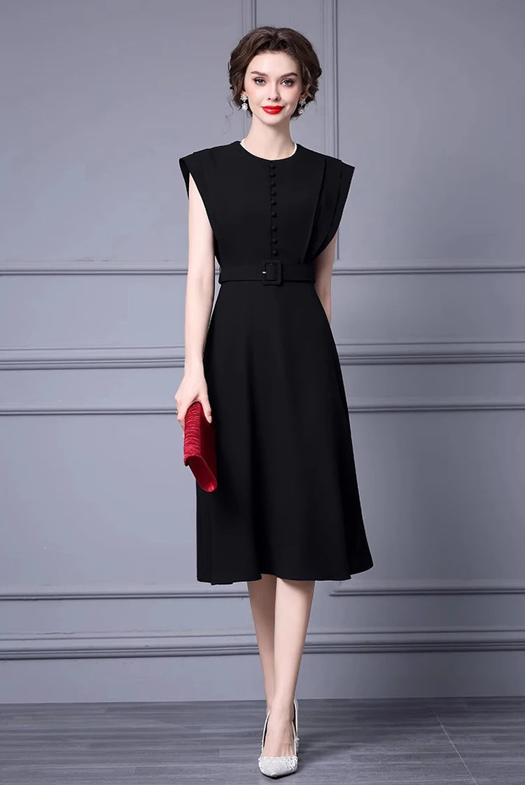 DRESS STYLE - SY860-Midi Dress-onlinemarkat-Black-XS - US 2-onlinemarkat