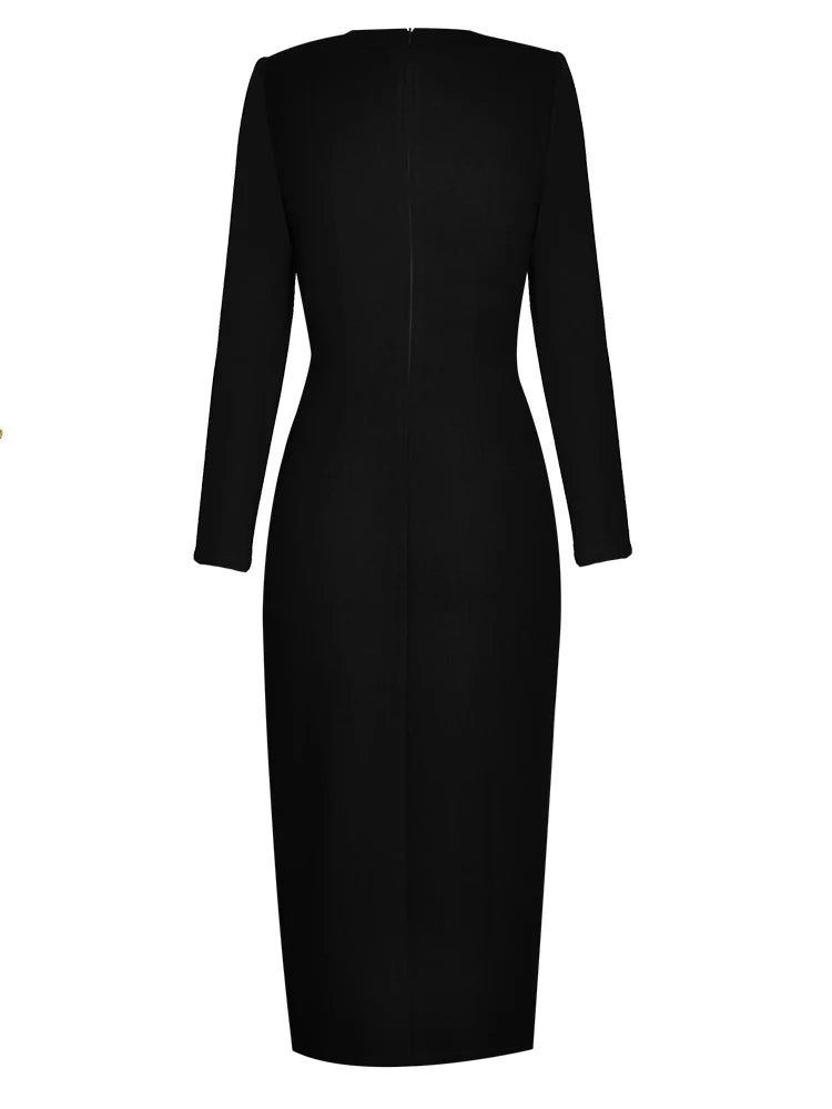 DRESS STYLE - NY3201-Midi Dress-onlinemarkat-Claret-XS - US 2-onlinemarkat