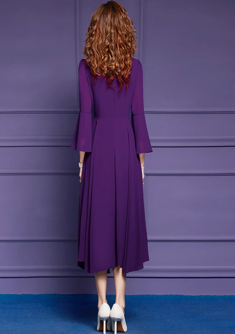 DRESS STYLE - SY716-Midi Dress-onlinemarkat-Purple-XS - US 2-onlinemarkat