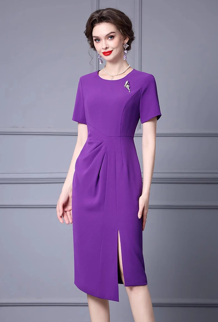 DRESS STYLE - SY810-Midi Dress-onlinemarkat-Fuchsia-XS - US 2-onlinemarkat