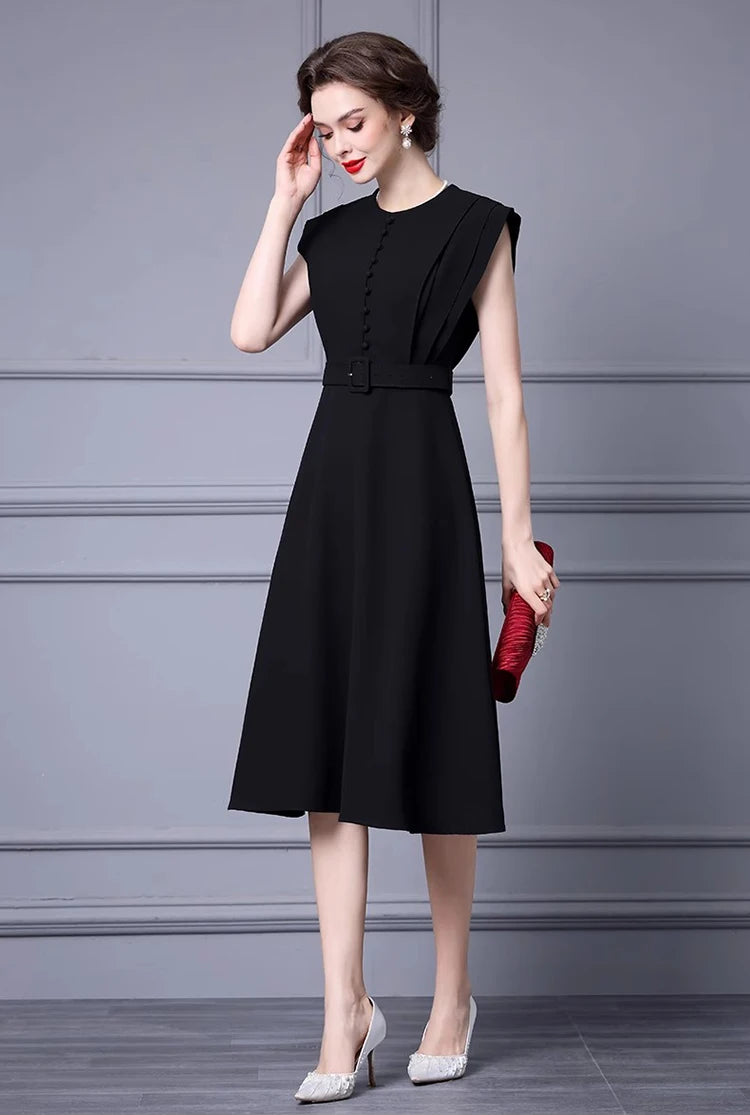 DRESS STYLE - SY860-Midi Dress-onlinemarkat-Black-XS - US 2-onlinemarkat
