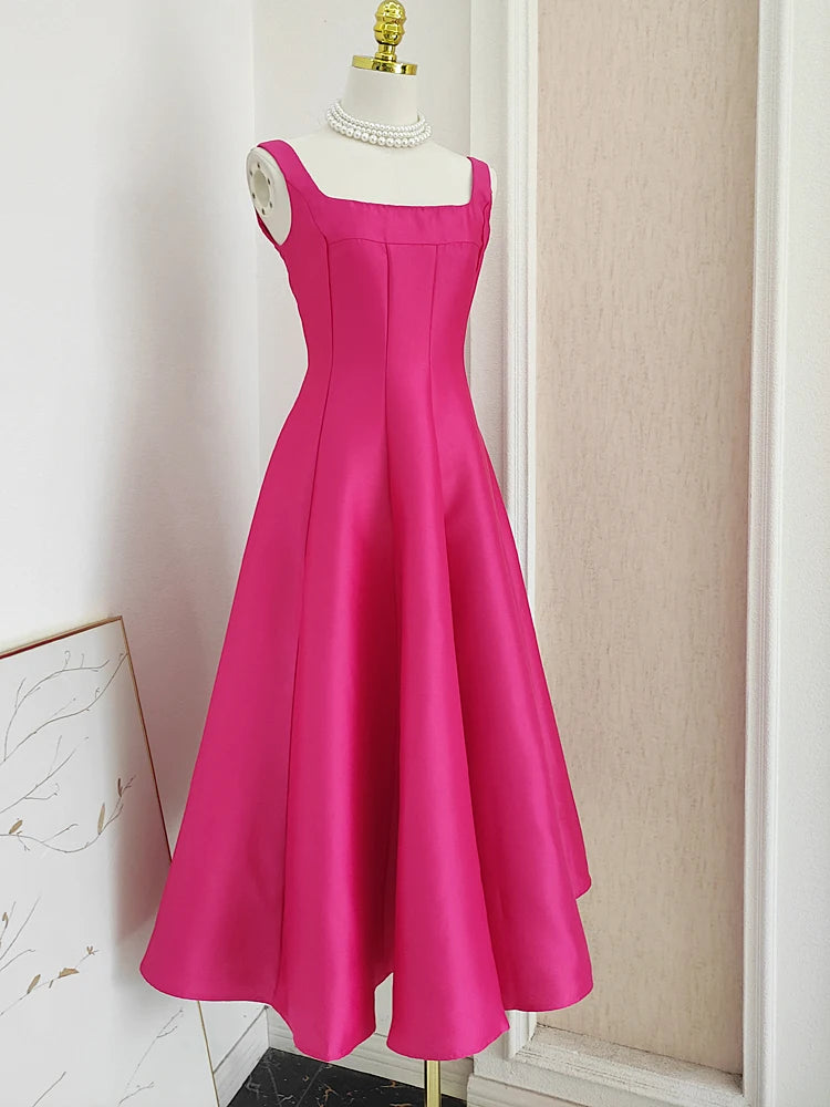 DRESS STYLE - SY682-Midi Dress-onlinemarkat-rose red-XS - US 2-onlinemarkat