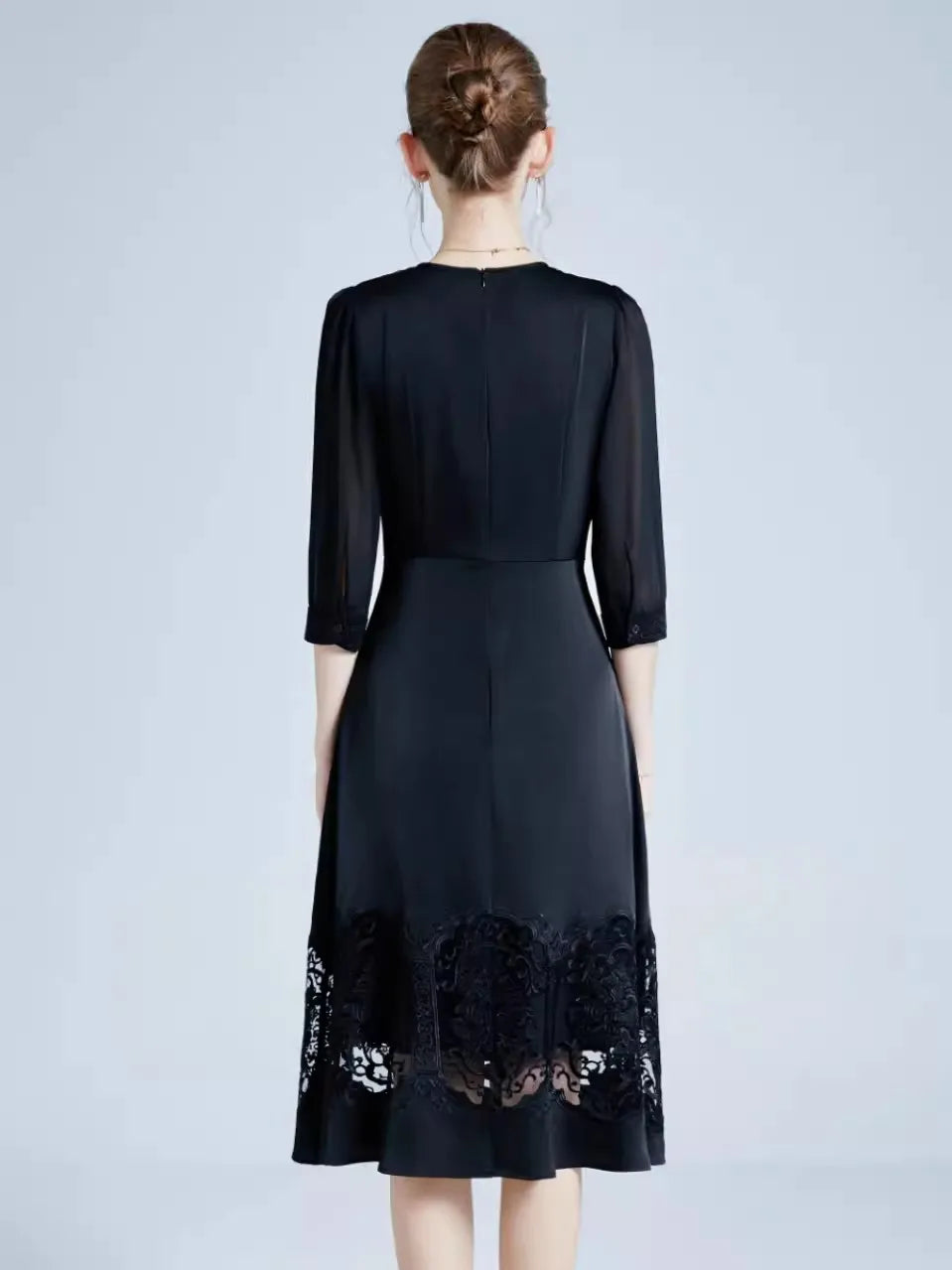 DRESS STYLE - SY621-Midi Dress-onlinemarkat-Black-S - US 4-onlinemarkat