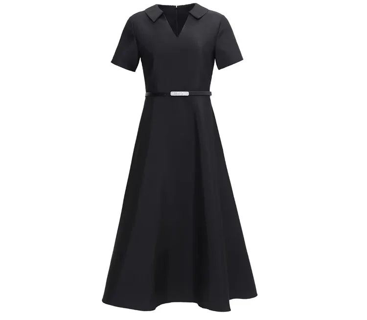 DRESS STYLE - SY948-Midi Dress-onlinemarkat-Black-L - US 8-onlinemarkat