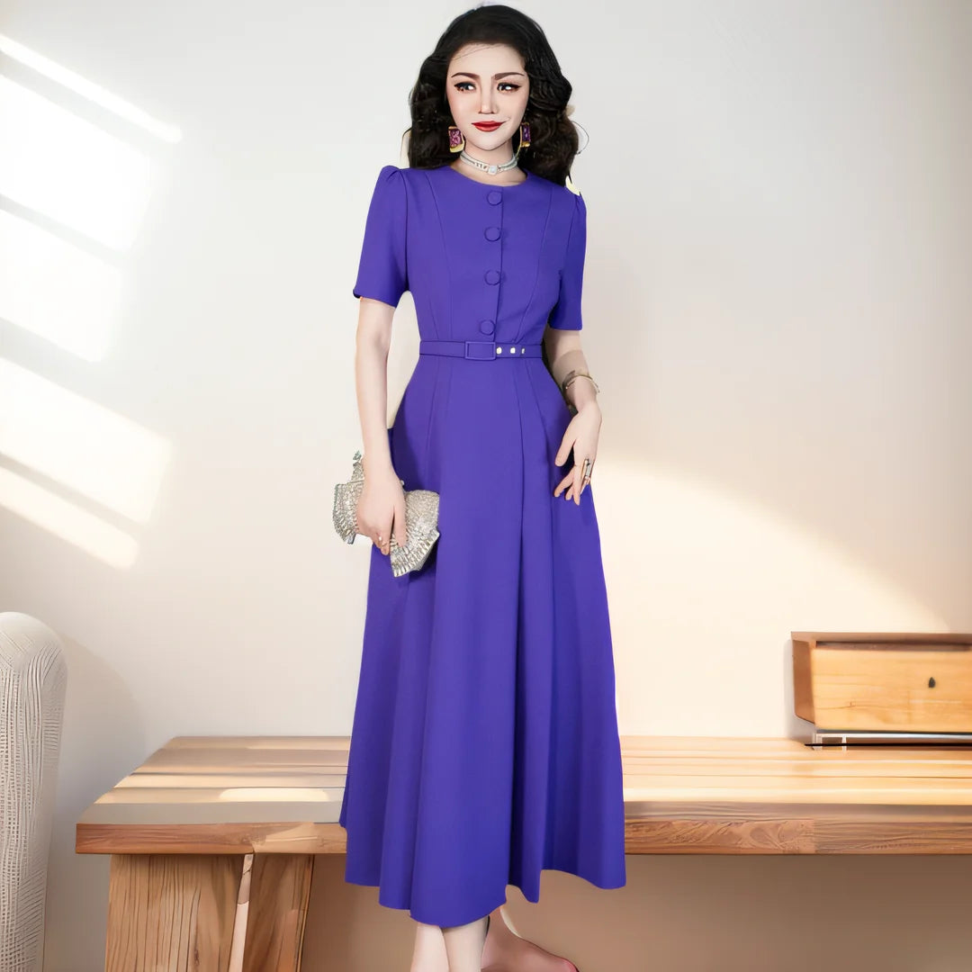 DRESS STYLE - SY676-Midi Dress-onlinemarkat-purple-M - US 6-onlinemarkat