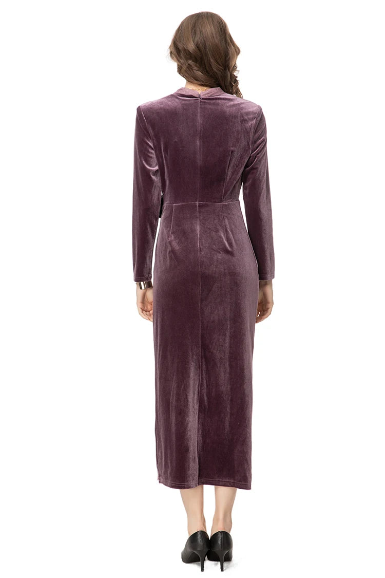 DRESS STYLE - SO255-Midi Dress-onlinemarkat-Purple-XS - US 2-onlinemarkat