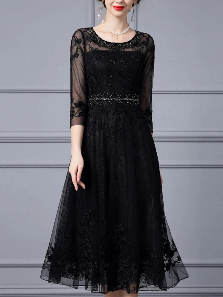 DRESS STYLE - SY415-Midi Dress-onlinemarkat-Black-XS - US 2-onlinemarkat