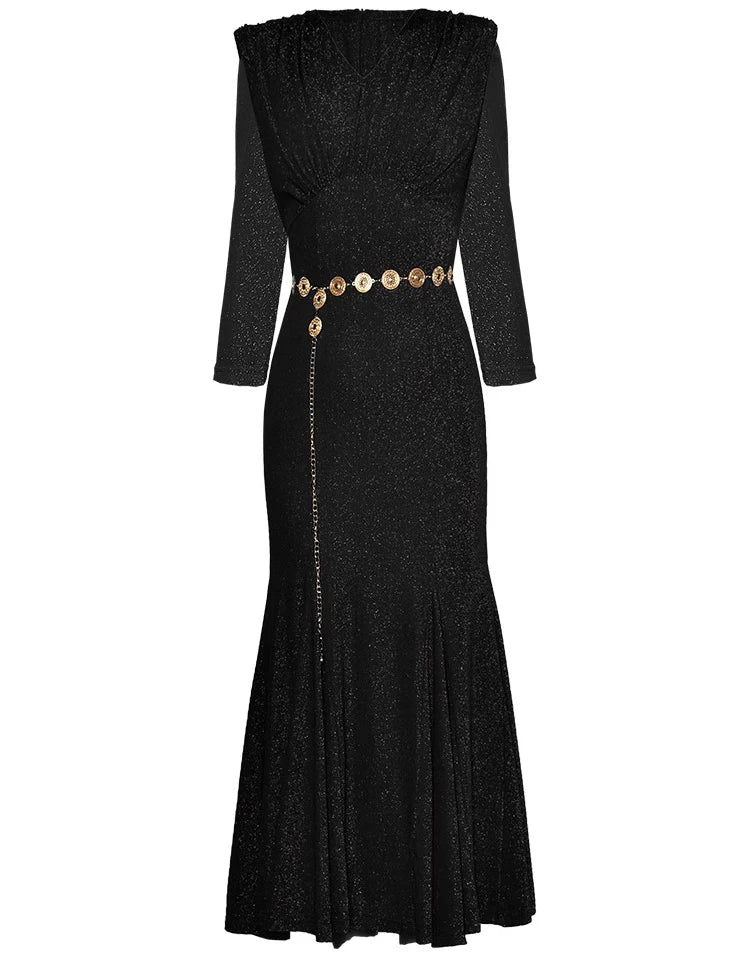 DRESS STYLE - SY527-Midi Dress-onlinemarkat-Black-XS - US 2-onlinemarkat