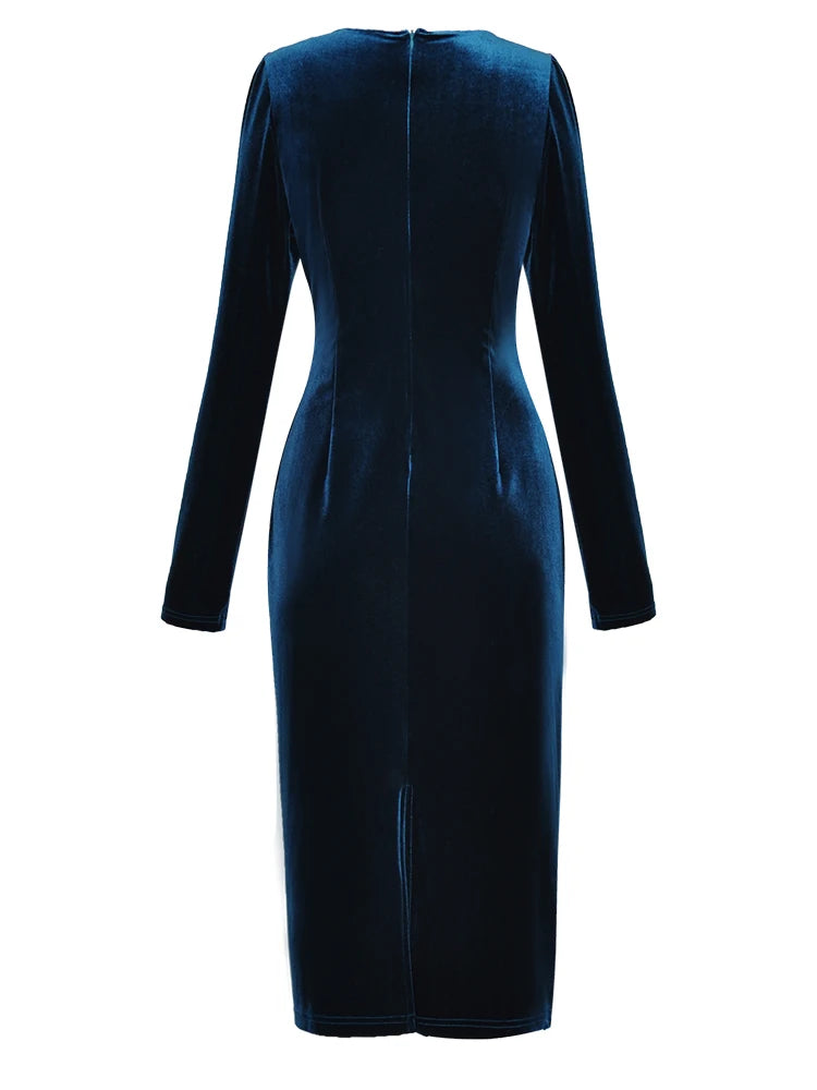 DRESS STYLE - NY3207-Midi Dress-onlinemarkat-Lake Blue-XS - US 2-onlinemarkat