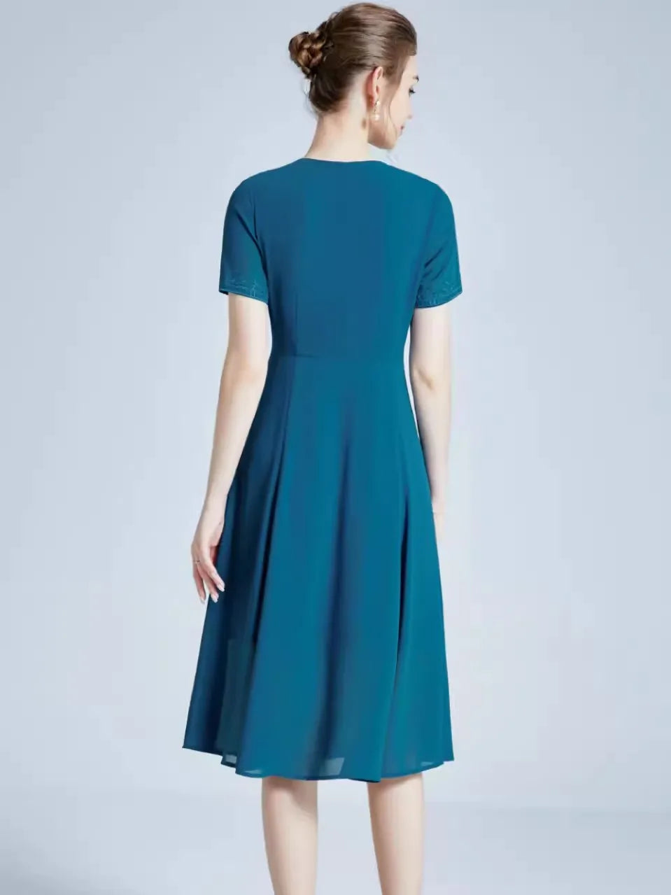 DRESS STYLE - SY617-Midi Dress-onlinemarkat-Blue-S - US 4-onlinemarkat