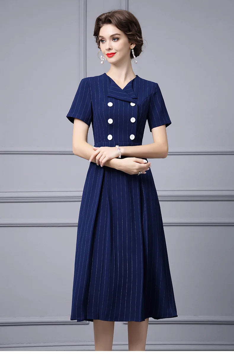 DRESS STYLE - SY688-Midi Dress-onlinemarkat-blue-XS - US 2-onlinemarkat
