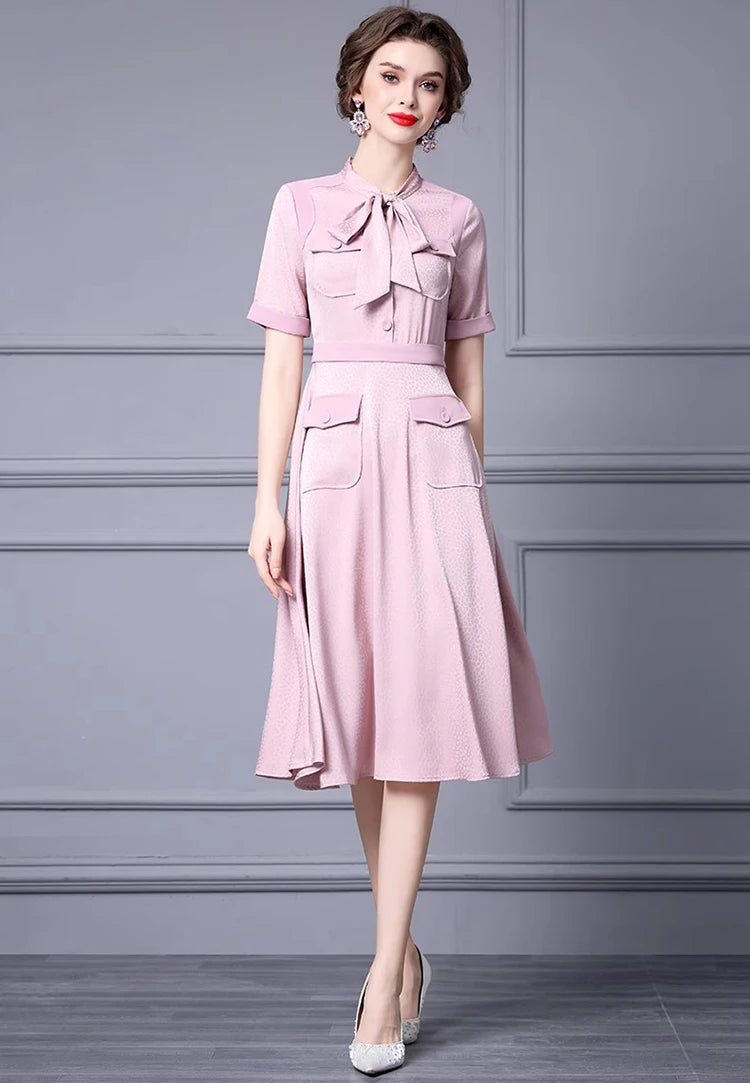 DRESS STYLE - SY953-Midi Dress-onlinemarkat-Pink-L - US 8-onlinemarkat