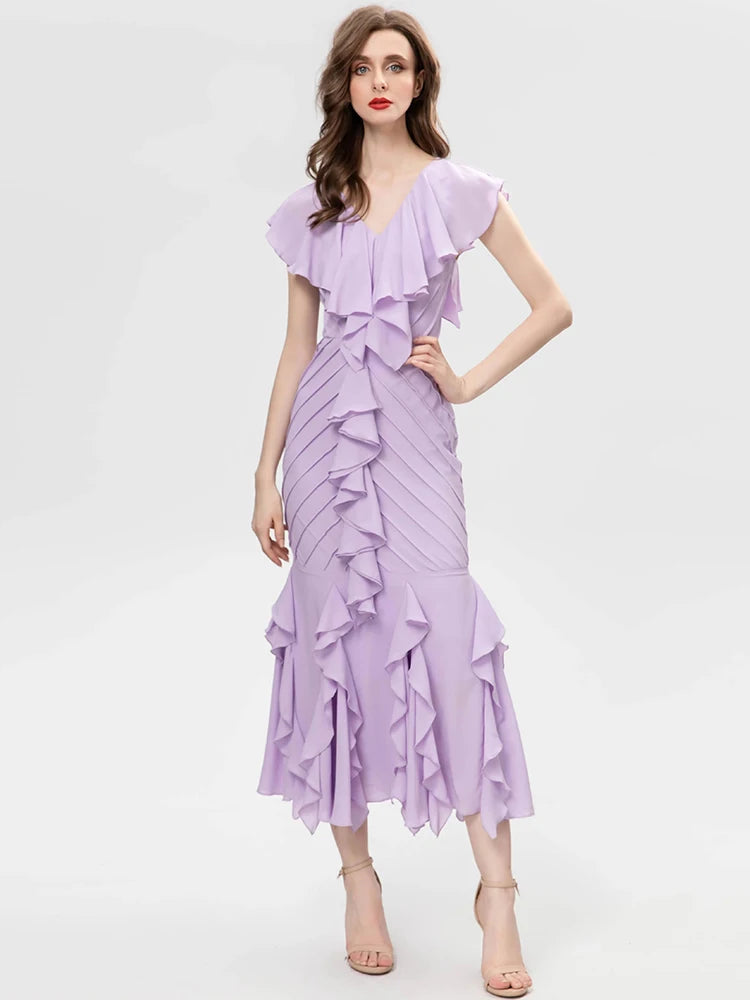 DRESS STYLE - SO229-Midi Dress-onlinemarkat-Lavender-XS - US 2-onlinemarkat