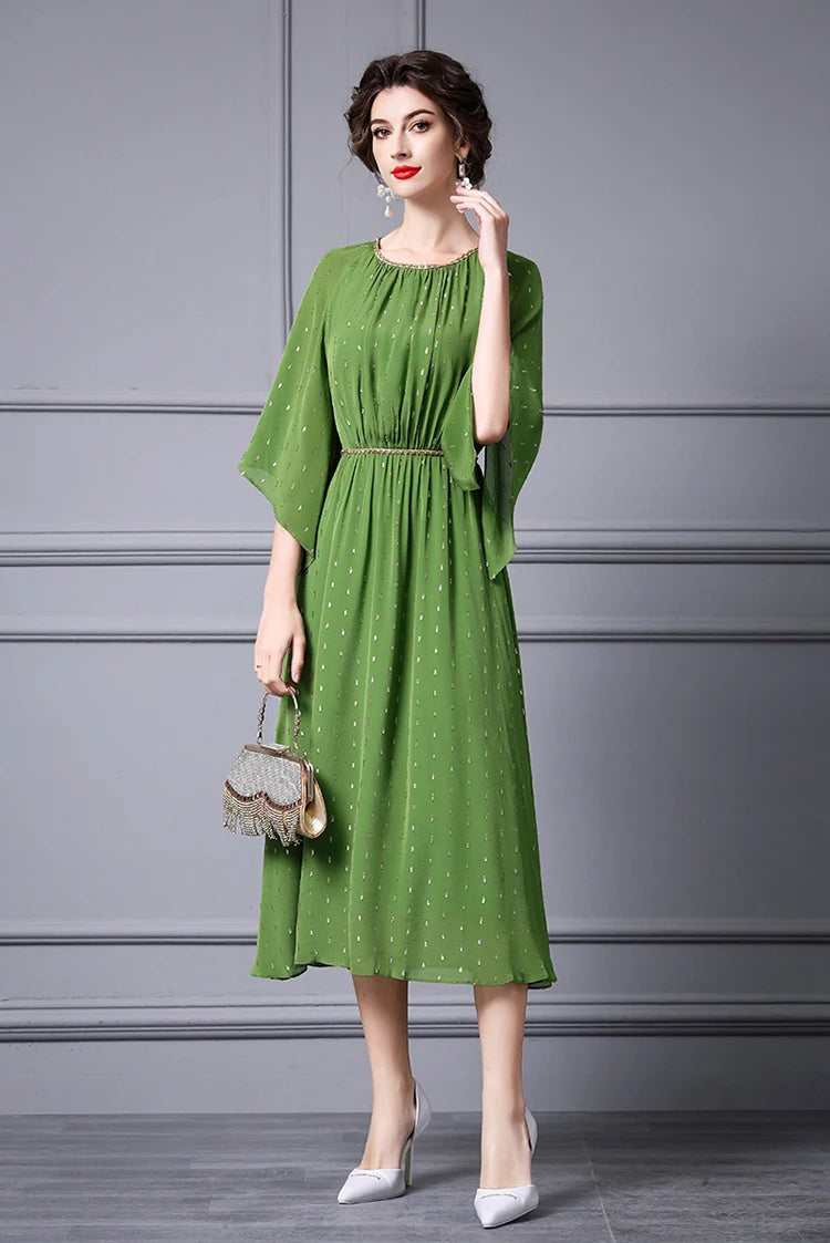 DRESS STYLE - SY537-Midi Dress-onlinemarkat-green-XS - US 2-onlinemarkat