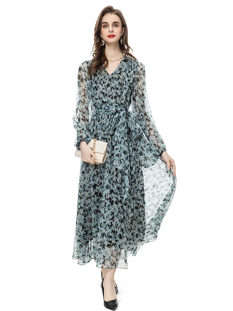 DRESS STYLE - SY629-Midi Dress-onlinemarkat-Turquoise-M - US 6-onlinemarkat