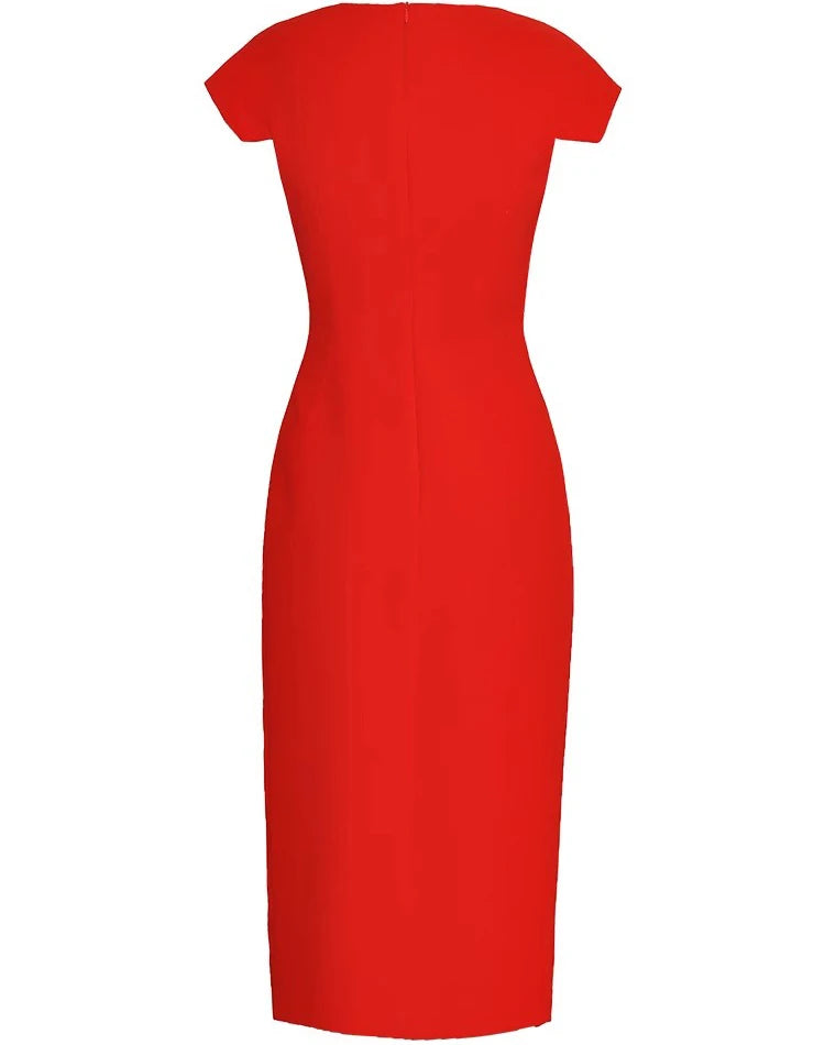 DRESS STYLE - SY747-Midi Dress-onlinemarkat-Red-XS - US 2-onlinemarkat