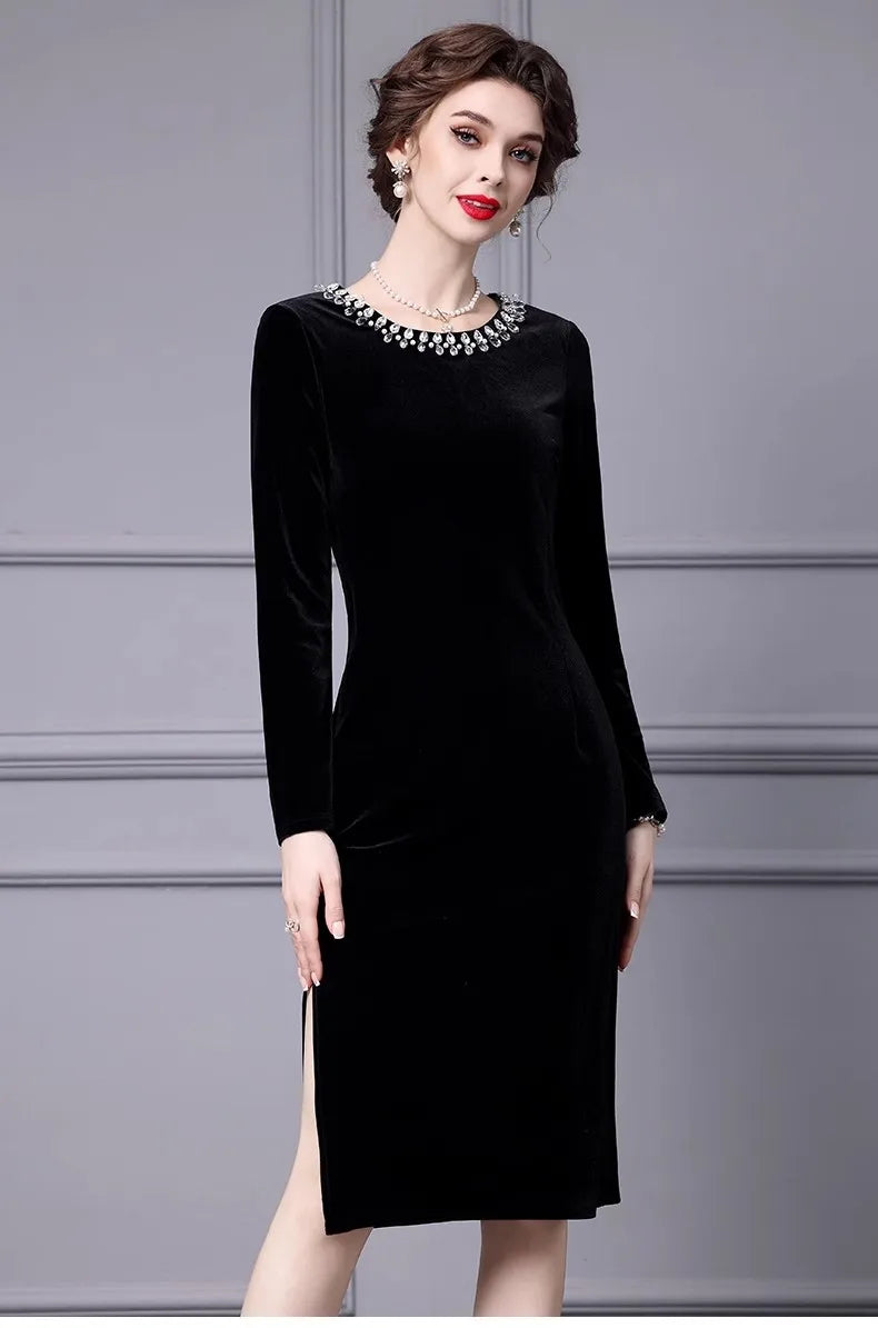 DRESS STYLE - SY392-Midi Dress-onlinemarkat-black-XS - US 2-onlinemarkat