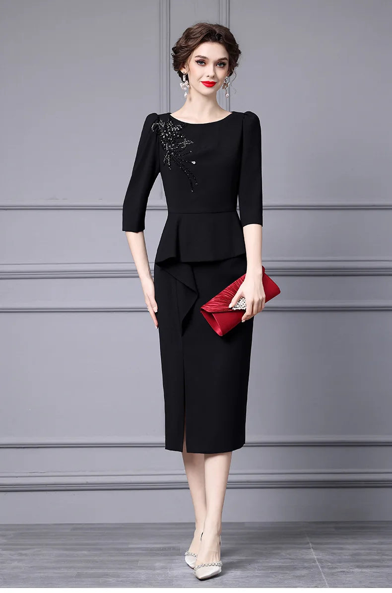DRESS STYLE - SY374-Midi Dress-onlinemarkat-black-XS - US 2-onlinemarkat