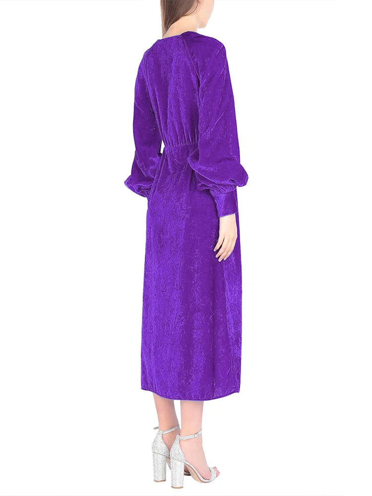 DRESS STYLE - SO298-Midi Dress-onlinemarkat-Purple-XS - US 2-onlinemarkat
