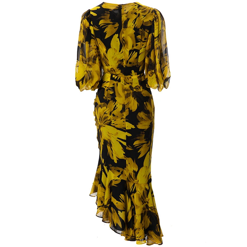 DRESS STYLE - SY889-Midi Dress-onlinemarkat-Yellow-XS - US 2-onlinemarkat