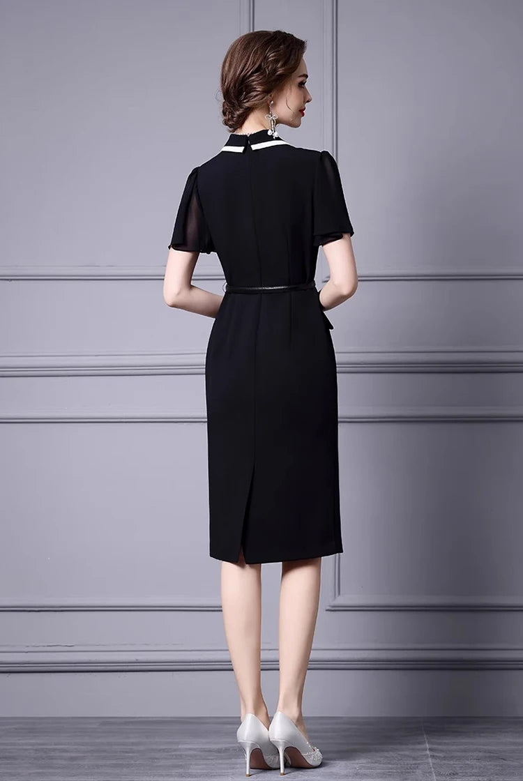 DRESS STYLE - SY741-Midi Dress-onlinemarkat-Black-XS - US 2-onlinemarkat