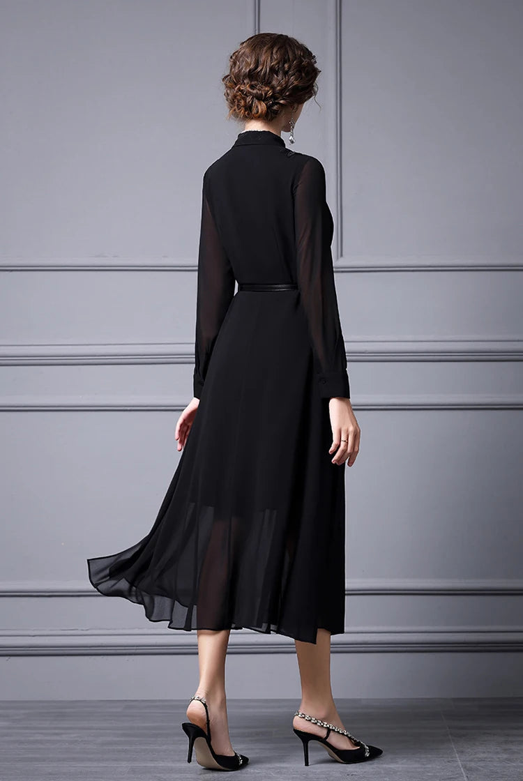 DRESS STYLE - SY520-Midi Dress-onlinemarkat-Black-XS - US 2-onlinemarkat