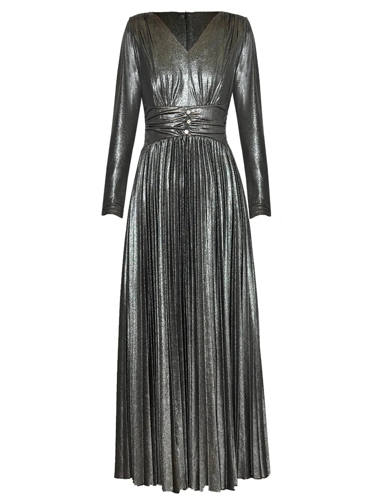DRESS STYLE - NY2979-Midi Dress-onlinemarkat-Silver-XS - US 2-onlinemarkat