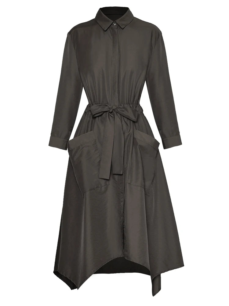 DRESS STYLE - NY3161-Midi Dress-onlinemarkat-Dark Grey-S - US 4-onlinemarkat