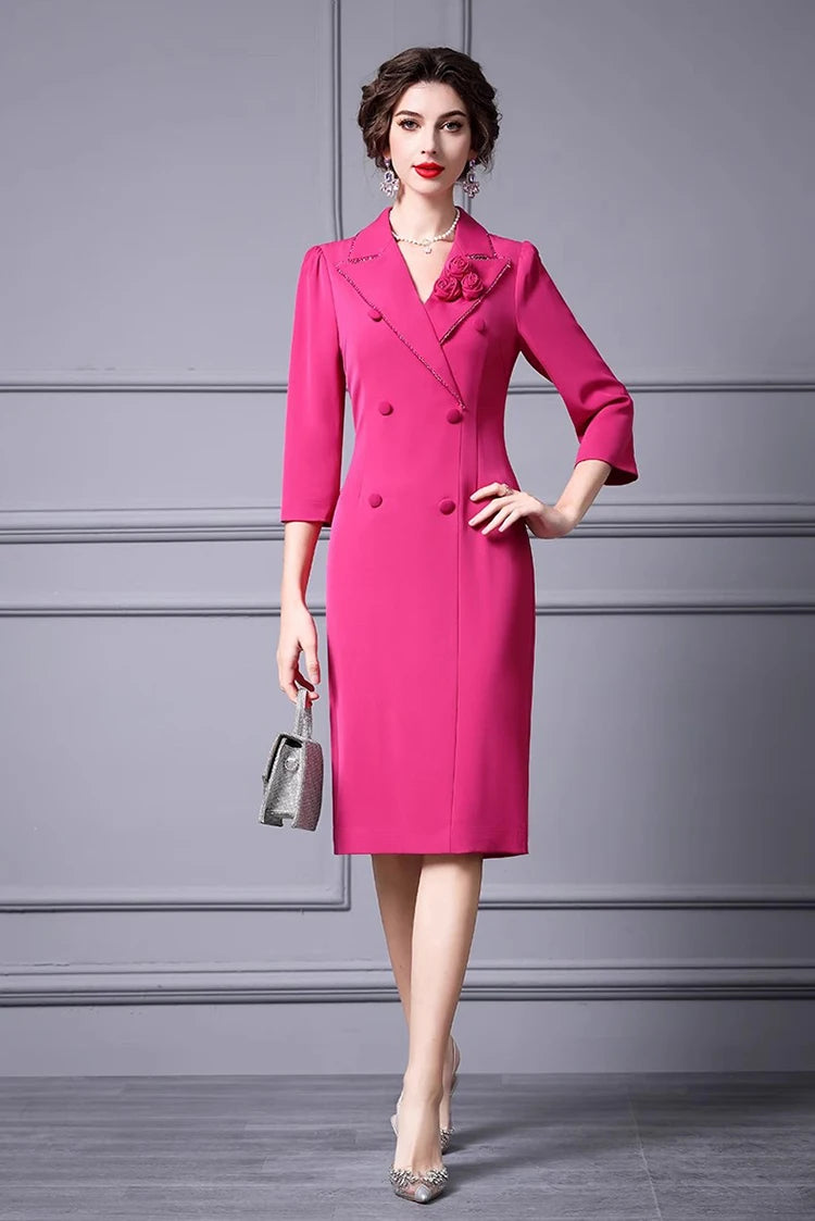 DRESS STYLE - SY536-Midi Dress-onlinemarkat-Rose Red-3XL - US 14-onlinemarkat