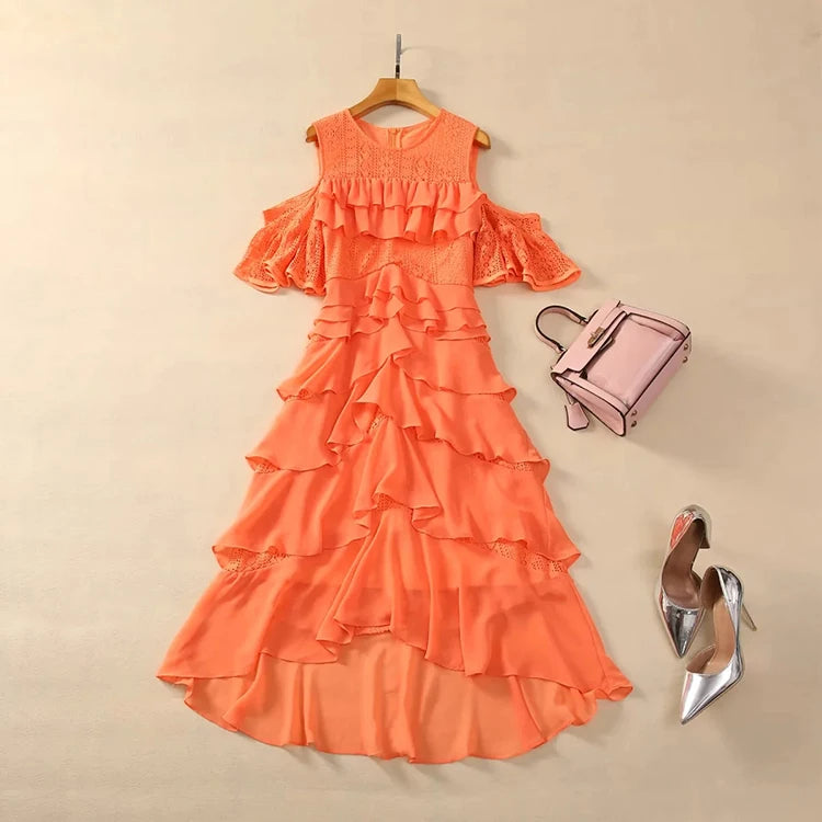 DRESS STYLE - NY3345-Midi Dress-onlinemarkat-Orange-XS - US 2-onlinemarkat