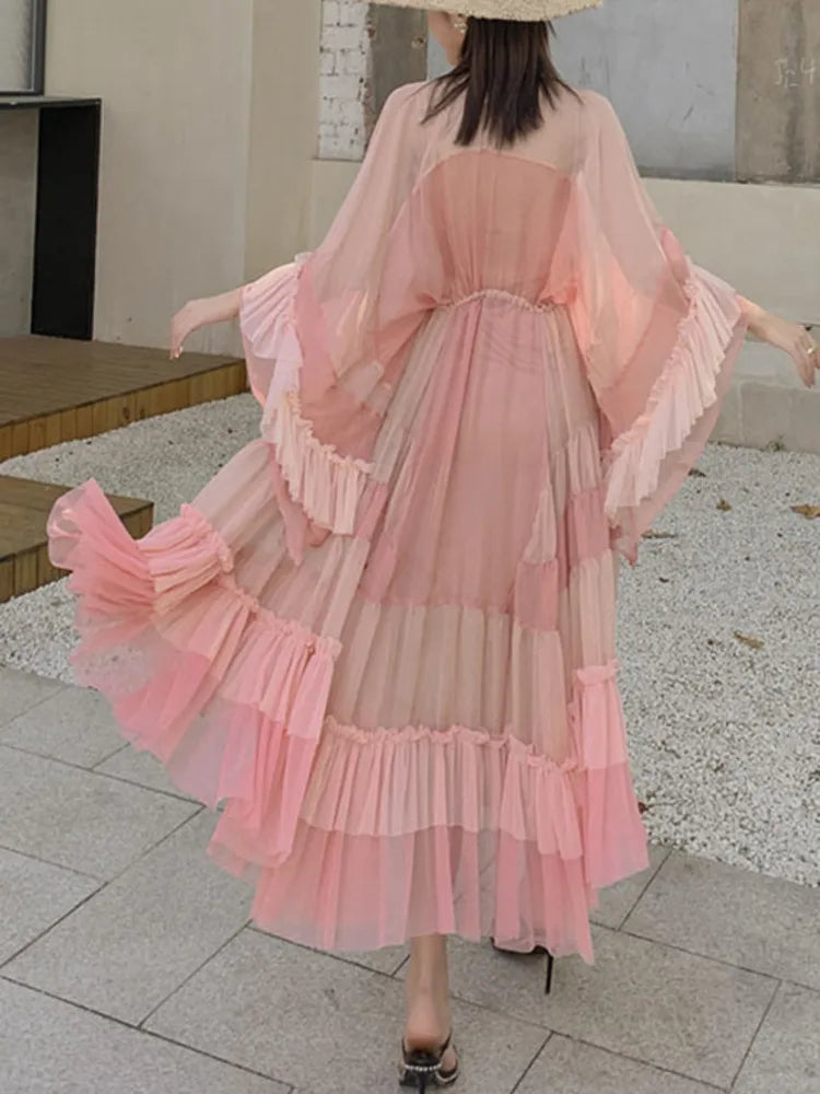 DRESS STYLE - SY414-Midi Dress-onlinemarkat-Pink-S - US 4-onlinemarkat