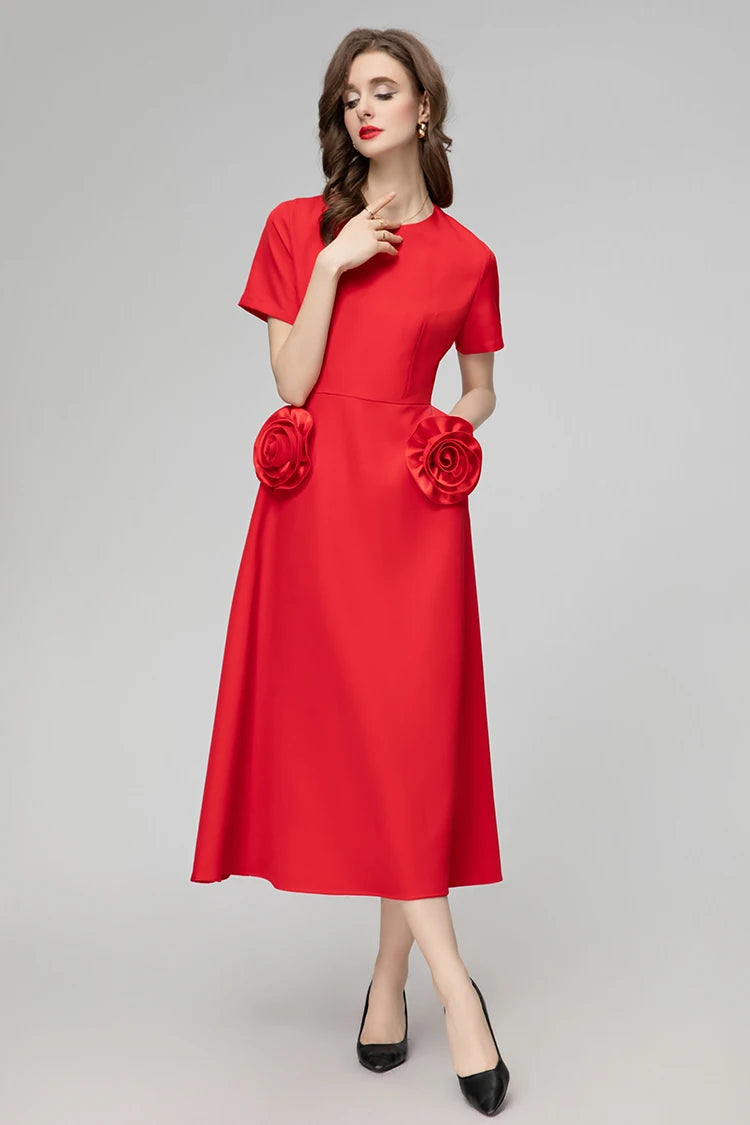 DRESS STYLE - SY333-Midi Dress-onlinemarkat-Red-XS - US 2-onlinemarkat