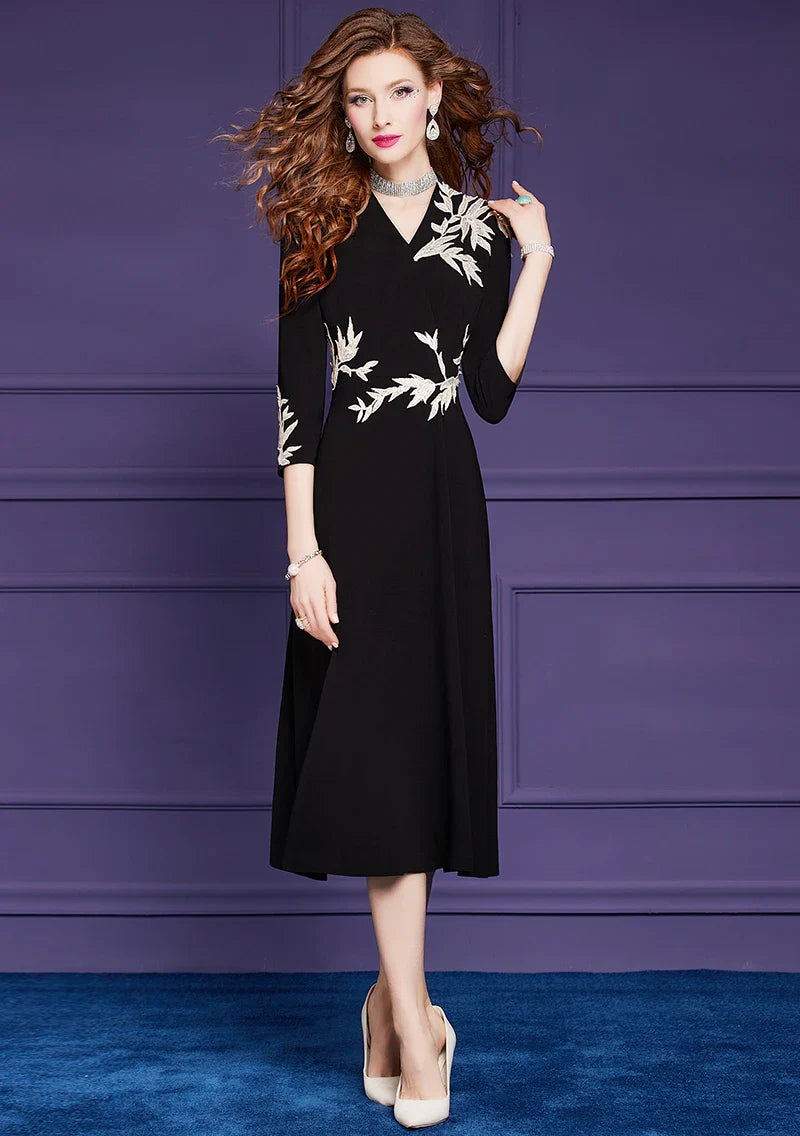 DRESS STYLE - SY717-Midi Dress-onlinemarkat-black-XXL - US 12-onlinemarkat