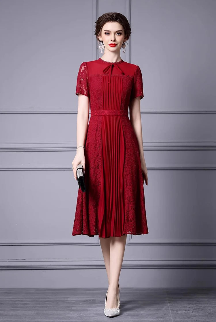 DRESS STYLE - SY748-Midi Dress-onlinemarkat-Claret-S - US 4-onlinemarkat
