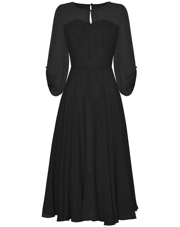 DRESS STYLE - SY547-Midi Dress-onlinemarkat-Black-XS - US 2-onlinemarkat