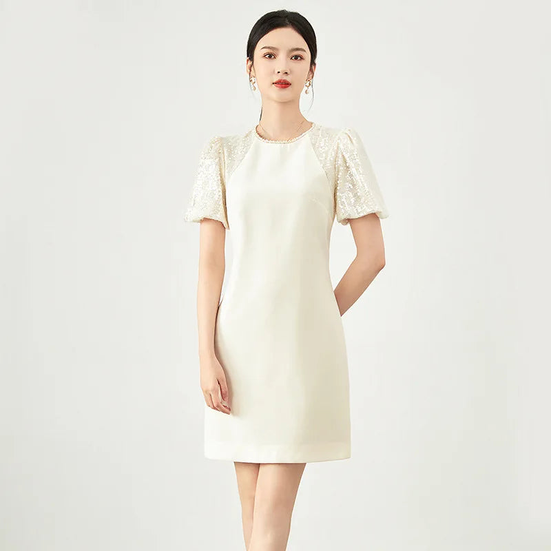 DRESS STYLE - SY900-short dress-onlinemarkat-Beige-S - US 4-onlinemarkat