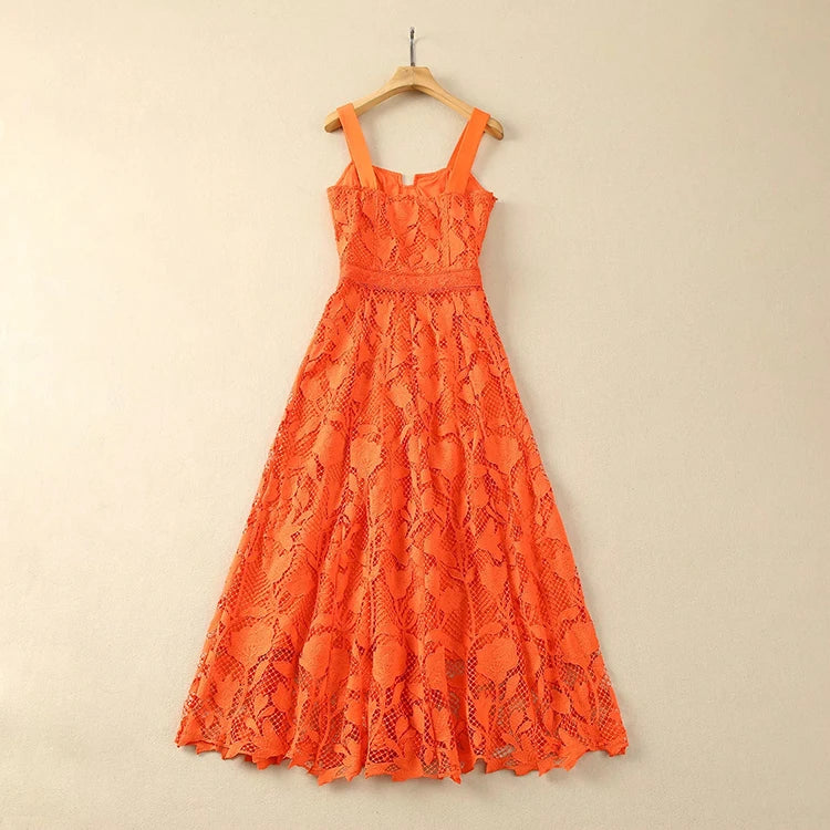 DRESS STYLE - SY489-Midi Dress-onlinemarkat-Orange-XS - US 2-onlinemarkat