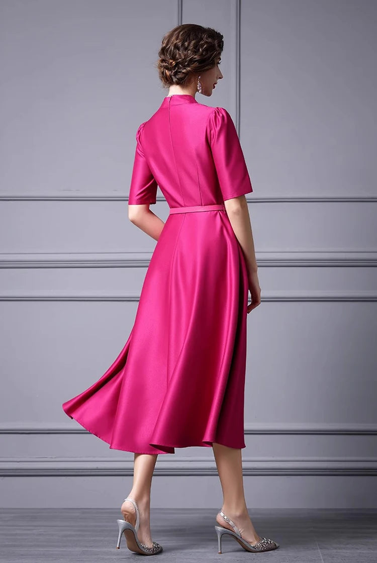 DRESS STYLE - SY597-Midi Dress-onlinemarkat-Rose Red-XS - US 2-onlinemarkat
