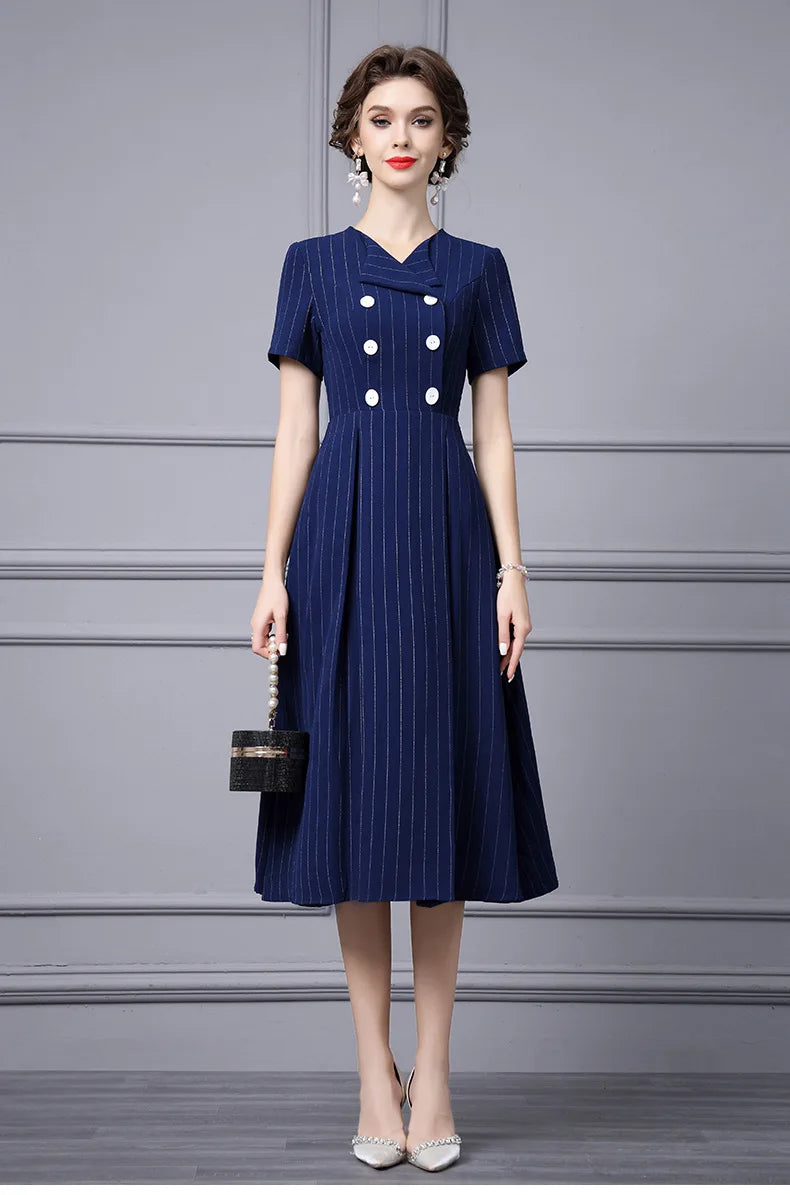 DRESS STYLE - SY688-Midi Dress-onlinemarkat-blue-XS - US 2-onlinemarkat