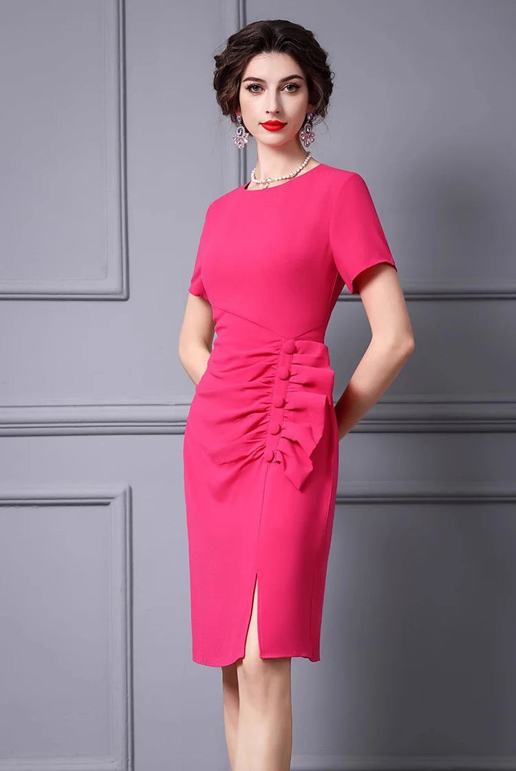 DRESS STYLE - SY598-short dress-onlinemarkat-Rose Red-XS - US 2-onlinemarkat