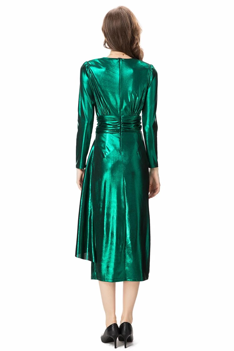DRESS STYLE - NY3121-Midi Dress-onlinemarkat-Green-XS - US 2-onlinemarkat